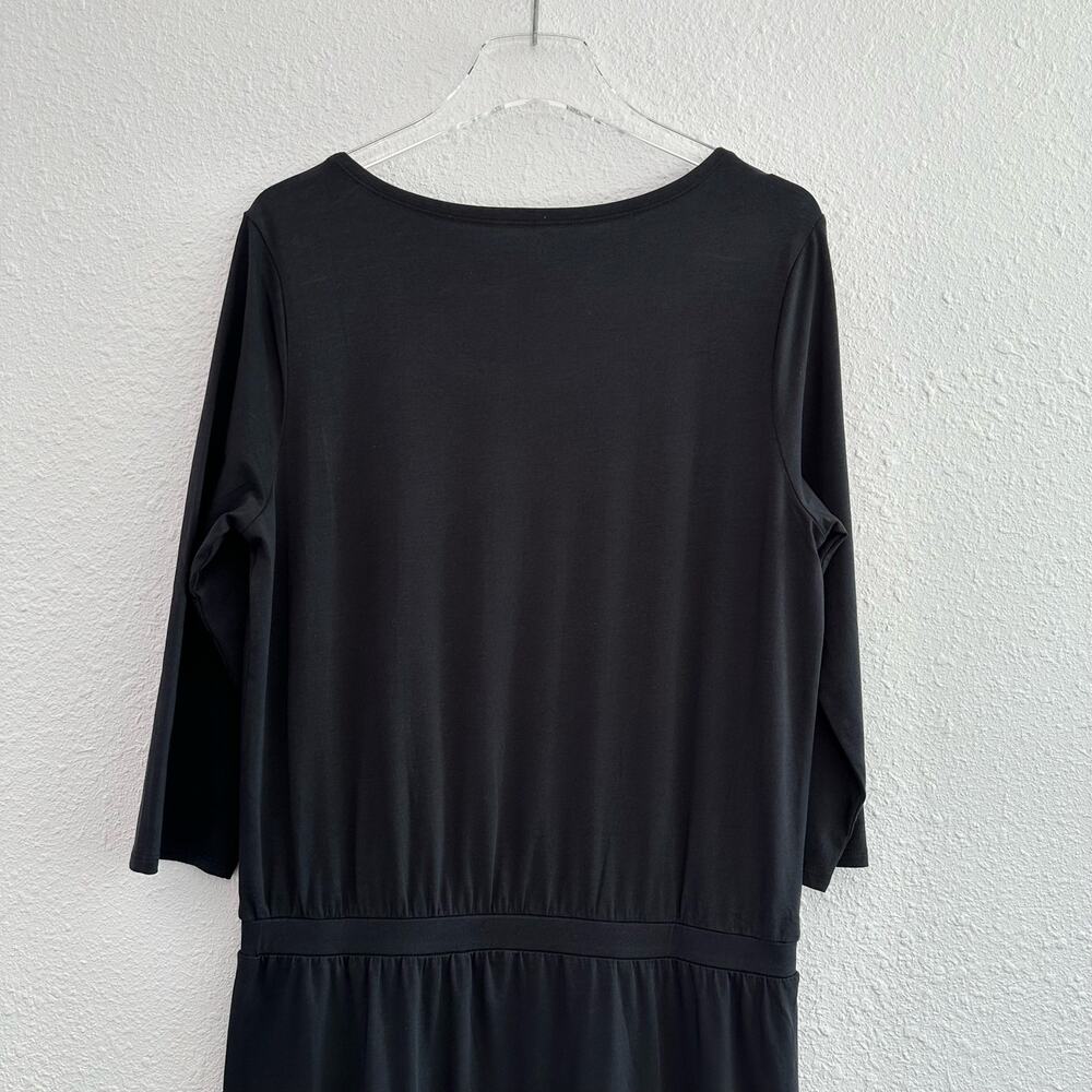 Garnet Hill Midi Dress Large‎ Black Easy Knit Scoop Neck Organic Pima Cotton - Picture 6 of 9
